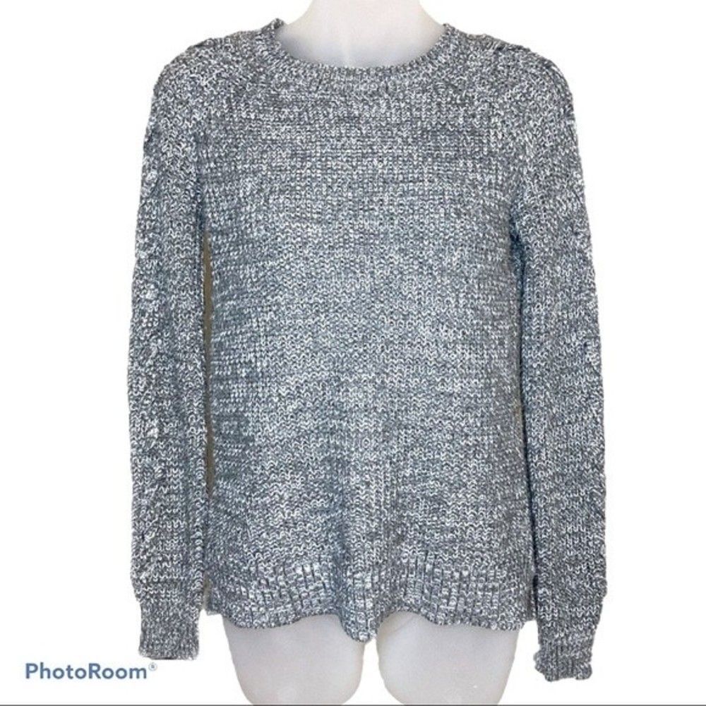 SO Juniors Gray White Acrylic Knit Sweater Size Small